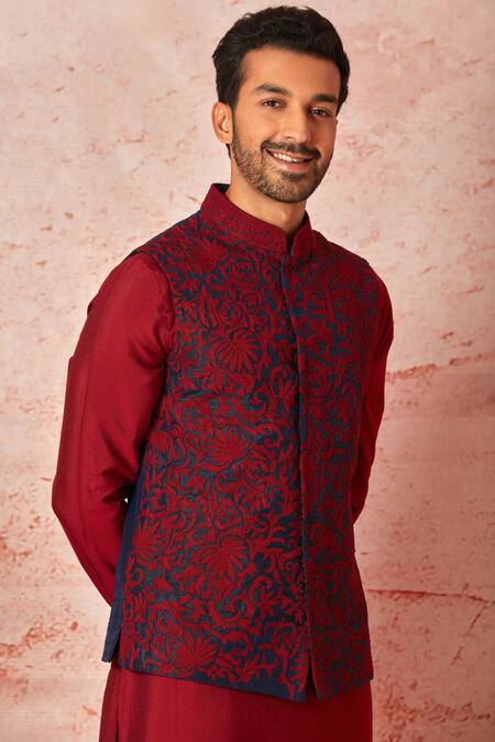 Buy_Asuka_Blue Chanderi , Embroidery Kiran Dori Bundi Set _Online_at_Aza_Fashions