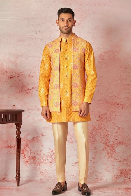 Asuka Floral Blossom Embroidered Bundi Kurta Set 