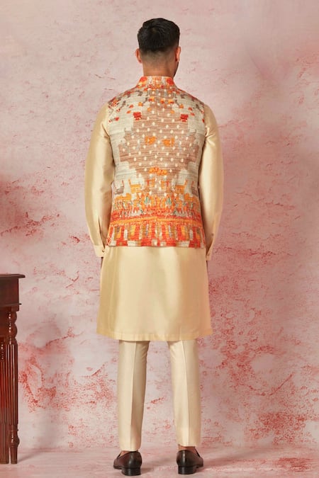 Asuka Floral Resham Embroidered Bundi Kurta Set 