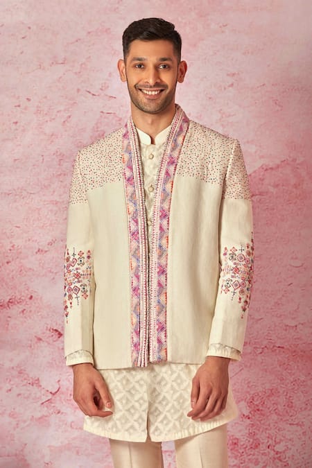 Asuka Fleur French Knots Embroidered Bandhgala Set 