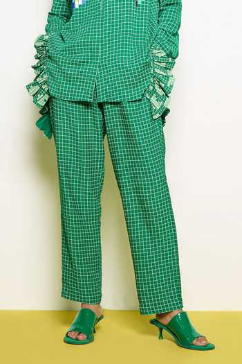 Buy Pooja Rajgarhia Gupta Green Georgette Sequins Collared Chequered Pattern Shirt With Pant Online at Aza Fashions Buy_Pooja Rajgarhia Gupta_Green Georgette Sequins Collared Chequered Pattern Shirt With Pant _Online_at_Aza_Fashions