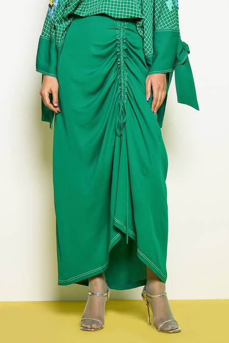 Shop_Pooja Rajgarhia Gupta_Green Georgette Ladybug Skirt _Online_at_Aza_Fashions