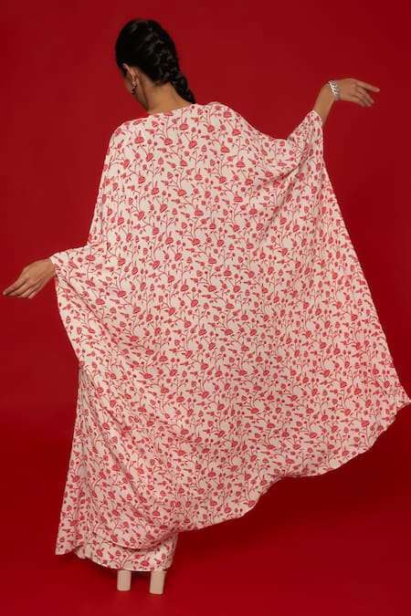 Essay By Sumedha Agrawal Lotus Vine Print Cape Skirt Set 