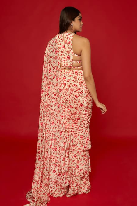 Essay By Sumedha Agrawal Printed Pre-Draped Saree & Blouse Set 