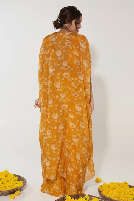Essay By Sumedha Agrawal Lotus Print Cape Palazzo Set 