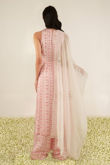 Essay By Sumedha Agrawal Lotus Print High Slit Kurta Set 