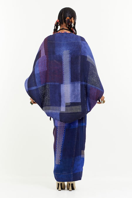 Shop Aseem Kapoor Blue Cotton, Silk, Viscose Embroidery Sweetheart Neck, Gami Jacket Skirt Set at Aza Fashions Shop_Aseem Kapoor_Blue Cotton, Silk, Viscose Embroidery Sweetheart Neck, Gami Jacket Skirt Set _at_Aza_Fashions