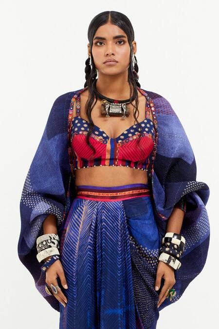 Buy Aseem Kapoor Blue Cotton, Silk, Viscose Embroidery Sweetheart Neck, Gami Jacket Skirt Set Online at Aza Fashions Buy_Aseem Kapoor_Blue Cotton, Silk, Viscose Embroidery Sweetheart Neck, Gami Jacket Skirt Set _Online_at_Aza_Fashions