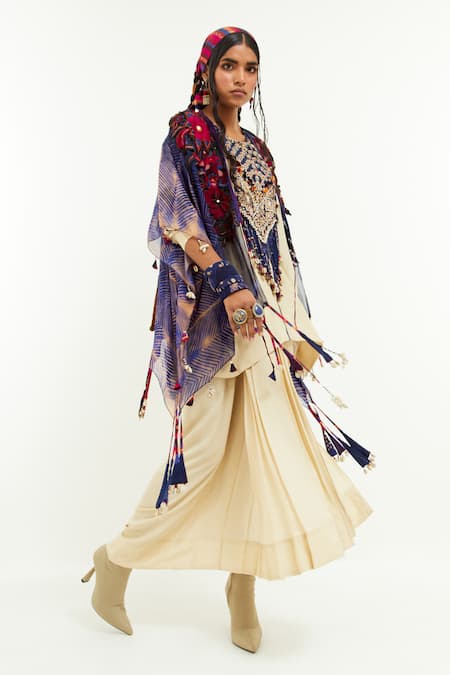 Aseem Kapoor Blue Viscose, Organza Beads, Gota Patti Vaayu Embroidered Jacket Online at Aza Fashions Aseem Kapoor_Blue Viscose, Organza Beads, Gota Patti Vaayu Embroidered Jacket _Online_at_Aza_Fashions