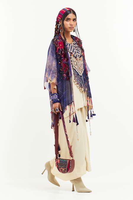 Aseem Kapoor Blue Viscose, Organza Beads, Gota Patti Vaayu Embroidered Jacket at Aza Fashions Aseem Kapoor_Blue Viscose, Organza Beads, Gota Patti Vaayu Embroidered Jacket _at_Aza_Fashions