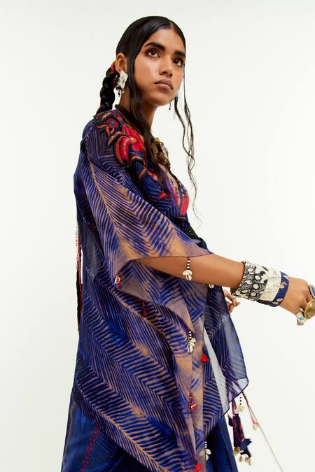 Buy Aseem Kapoor Blue Cotton, Silk, Viscose Embroidery, Lace Sweetheart Veni Jacket Skirt Set Buy_Aseem Kapoor_Blue Cotton, Silk, Viscose Embroidery, Lace Sweetheart Veni Jacket Skirt Set