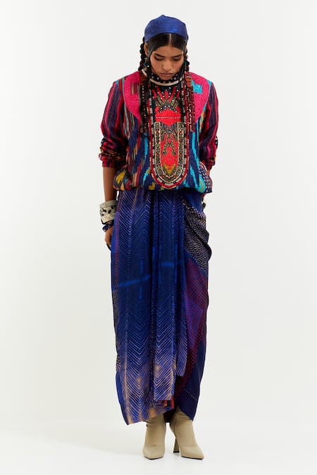 ASEEM KAPOOR Multi Color Mushroom Twill Embroidered Zahra Sweatshirt And Skirt Set  