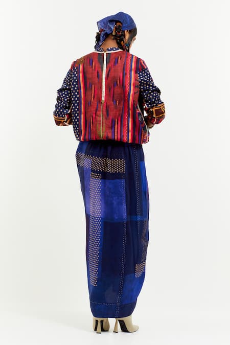 Shop Aseem Kapoor Multi Color Muslin Sequins, Embroidery Round Neck Zahra Sweatshirt And Skirt Set at Aza Fashions Shop_Aseem Kapoor_Multi Color Muslin Sequins, Embroidery Round Neck Zahra Sweatshirt And Skirt Set _at_Aza_Fashions