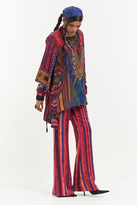 Buy Aseem Kapoor Multi Color Crepe, Satin Sequins, Mitra Embroidered Short Kurta And Trouser Set Online at Aza Fashions Buy_Aseem Kapoor_Multi Color Crepe, Satin Sequins, Mitra Embroidered Short Kurta And Trouser Set _Online_at_Aza_Fashions