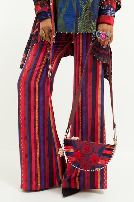 Buy Aseem Kapoor Multi Color Crepe, Satin Sequins, Mitra Embroidered Short Kurta And Trouser Set Buy_Aseem Kapoor_Multi Color Crepe, Satin Sequins, Mitra Embroidered Short Kurta And Trouser Set