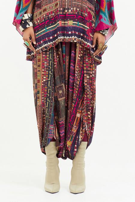 Buy Aseem Kapoor Multi Color Crepe Mirrors, Diamonds, Embroidery Mariyam Kurta And Dhoti Pant Set Buy_Aseem Kapoor_Multi Color Crepe Mirrors, Diamonds, Embroidery Mariyam Kurta And Dhoti Pant Set