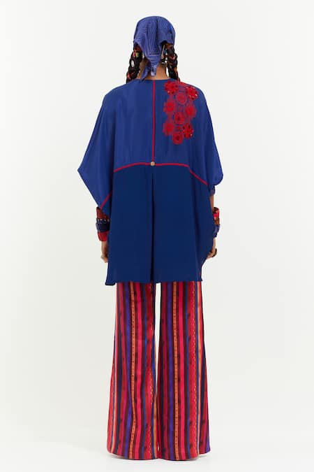 Shop Aseem Kapoor Blue Embroidery, Sequins Round Neck Mandala Aari Work Top With Printed Pant at Aza Fashions Shop_Aseem Kapoor_Blue Embroidery, Sequins Round Neck Mandala Aari Work Top With Printed Pant _at_Aza_Fashions