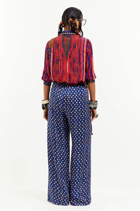 Shop Aseem Kapoor Multi Color Silk, Polyester Embroidery Atri Geometric Print Shirt With Pant at Aza Fashions Shop_Aseem Kapoor_Multi Color Silk, Polyester Embroidery Atri Geometric Print Shirt With Pant _at_Aza_Fashions