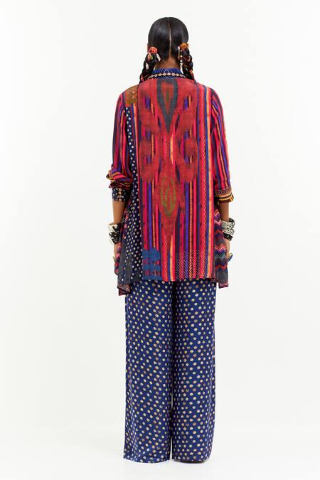 Shop Aseem Kapoor Multi Color Silk, Polyester Embroidery Atri Geometric Print Shirt With Pant Online at Aza Fashions Shop_Aseem Kapoor_Multi Color Silk, Polyester Embroidery Atri Geometric Print Shirt With Pant _Online_at_Aza_Fashions