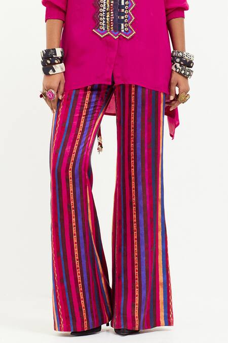 Shop Aseem Kapoor Pink Silk, Crepe, Satin Sequins, Atri Embellished Asymmetric Shirt With Pant Online at Aza Fashions Shop_Aseem Kapoor_Pink Silk, Crepe, Satin Sequins, Atri Embellished Asymmetric Shirt With Pant _Online_at_Aza_Fashions