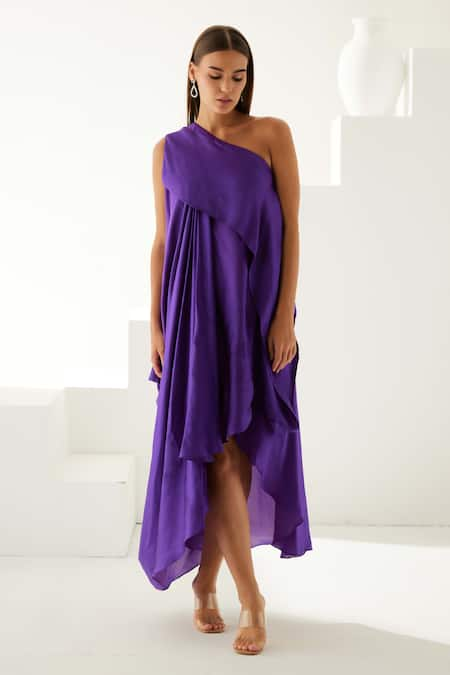 Wear JaJa High-Low Draped Solid Dress 