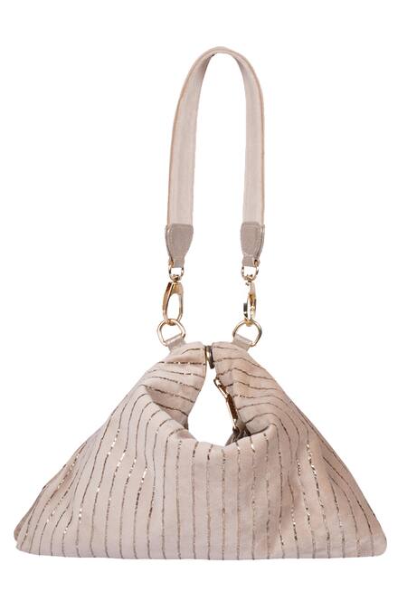 Veruschka By Payal Kothari Cream Embellished Grace Crystal Hobo Bag Online at Aza Fashions Veruschka By Payal Kothari_Cream Embellished Grace Crystal Hobo Bag _Online_at_Aza_Fashions