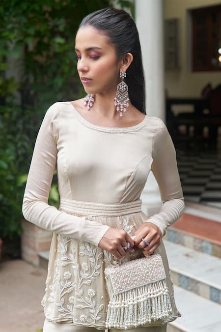Saniya Sharma Dahlia Embroidered Peplum Kurta Sharara Set 
