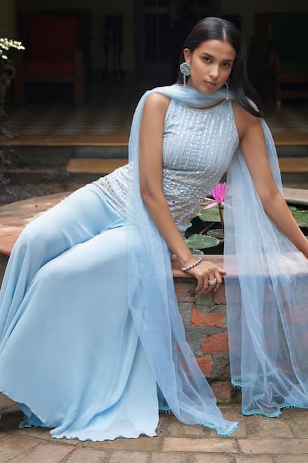 Saniya Sharma Ivy Vine Sequin Embroidered Kurta Sharara Set 