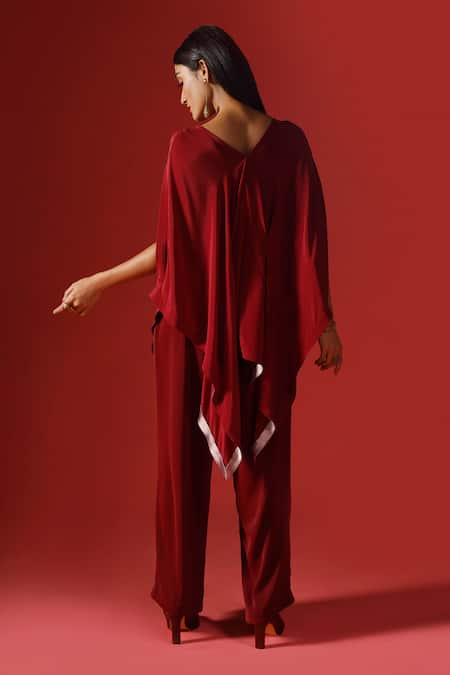 Megha Garg Hand Embroidered Kaftan Top Pant Set 