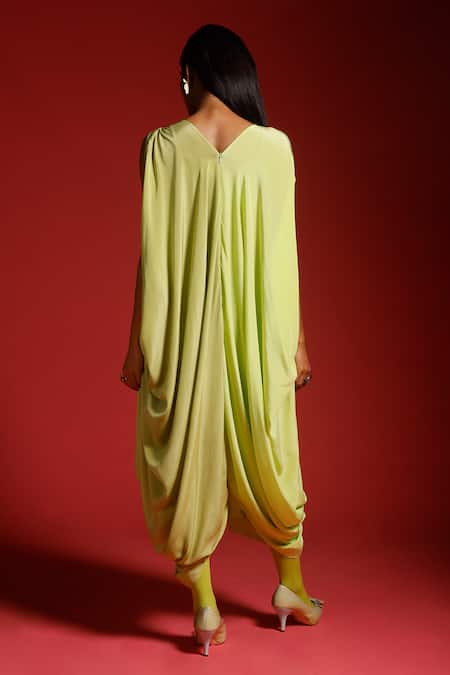 Megha Garg V Neck Sleeveless Draped Jumpsuit 