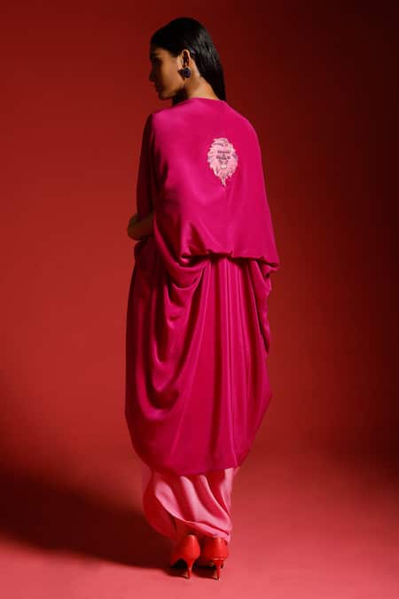 Megha Garg One-Shoulder Draped Dress With Jacket 