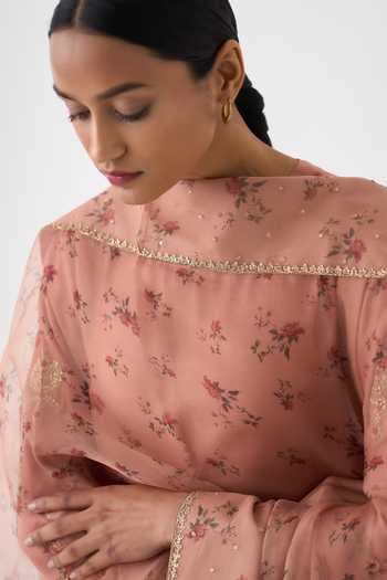 Buy Dot Pink Organza Embroidery Chintz Bloom Print Dupatta Online at Aza Fashions Buy_Dot_Pink Organza Embroidery Chintz Bloom Print Dupatta _Online_at_Aza_Fashions