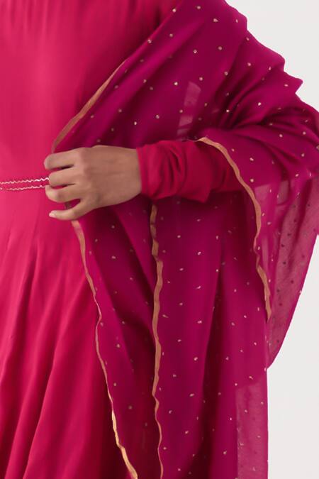 Dot Pink Chanderi Embroidery Spluttered Butti Embellished Dupatta Online at Aza Fashions Dot_Pink Chanderi Embroidery Spluttered Butti Embellished Dupatta _Online_at_Aza_Fashions