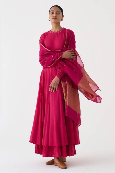 Buy Dot Pink Chanderi Embroidery Spluttered Butti Embellished Dupatta Online at Aza Fashions Buy_Dot_Pink Chanderi Embroidery Spluttered Butti Embellished Dupatta _Online_at_Aza_Fashions