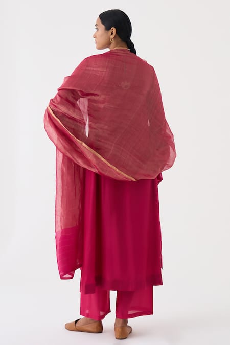 Dot Zari Striped Chanderi Dupatta 
