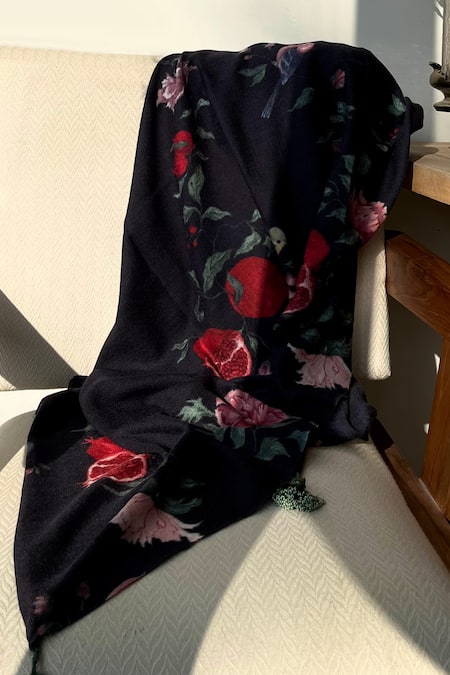 Dot Anaar Bloom Print Cashmere Shawl 