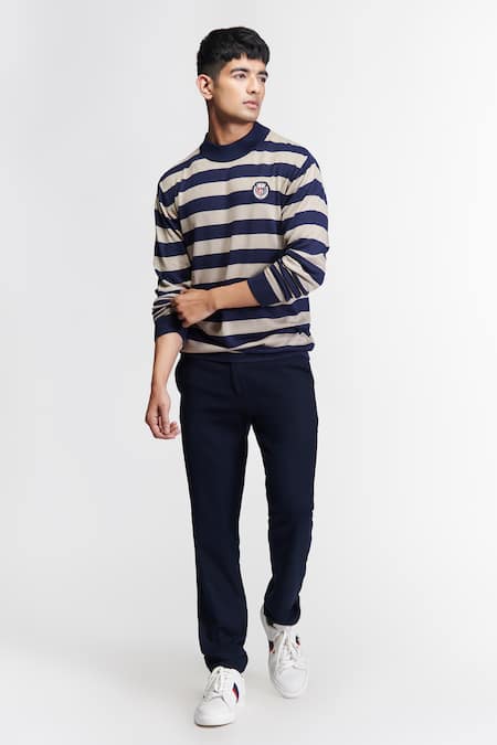 S&N by Shantnu Nikhil Stripe Pattern Knitted T-Shirt 