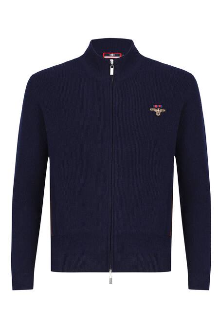 S&N By Shantnu Nikhil_Blue Cashmere Embroidery Cardigan_Online_at_Aza_Fashions