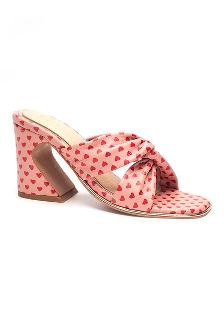 Buy Heel Your Sole Pink Knotted Heart Print Heels Online at Aza Fashions Buy_Heel Your Sole_Pink Knotted Heart Print Heels_Online_at_Aza_Fashions