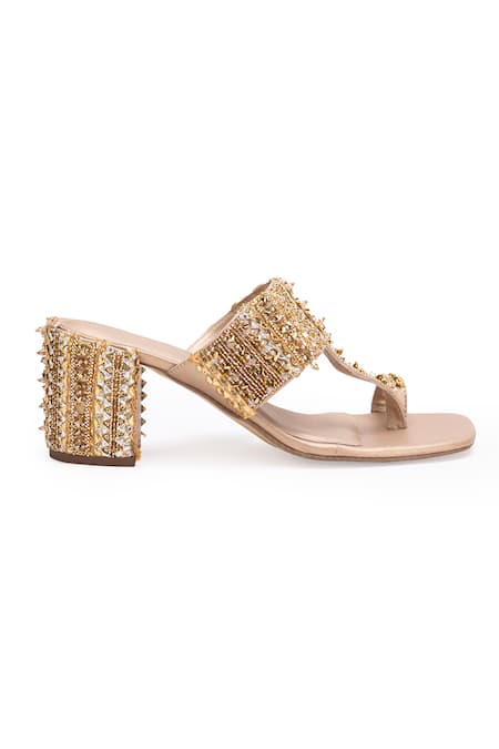 Buy 5elements Gold Bead Jason Cutdana And Embellished Kolhapuri Heels Online at Aza Fashions Buy_5elements_Gold Bead Jason Cutdana And Embellished Kolhapuri Heels _Online_at_Aza_Fashions