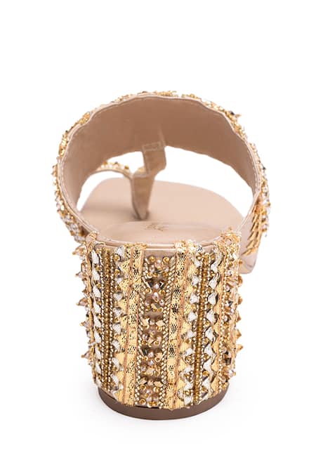 Shop 5elements Gold Bead Jason Cutdana And Embellished Kolhapuri Heels Online at Aza Fashions Shop_5elements_Gold Bead Jason Cutdana And Embellished Kolhapuri Heels _Online_at_Aza_Fashions