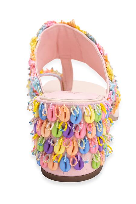 Buy 5elements Peach Stone Orion Embellished Kolhapuri Heels Online at Aza Fashions Buy_5elements_Peach Stone Orion Embellished Kolhapuri Heels _Online_at_Aza_Fashions