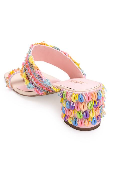Shop 5elements Peach Stone Orion Embellished Kolhapuri Heels Online at Aza Fashions Shop_5elements_Peach Stone Orion Embellished Kolhapuri Heels _Online_at_Aza_Fashions