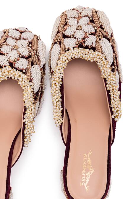 Buy 5elements Black Dabka Work Mule Heels Buy_5elements_Black Dabka Work Mule Heels