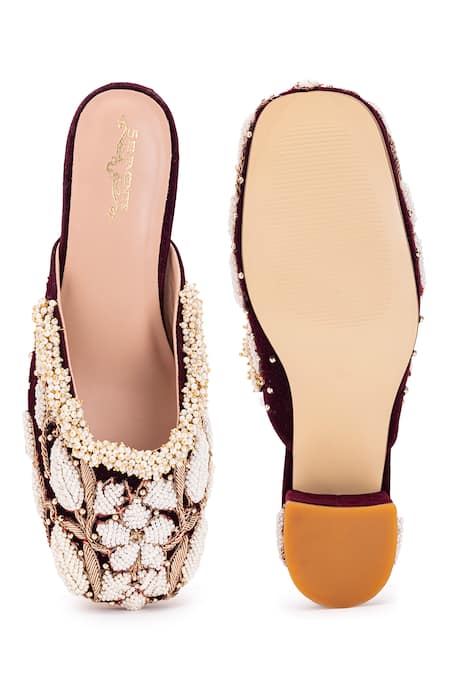 Shop 5elements Black Dabka Work Mule Heels at Aza Fashions Shop_5elements_Black Dabka Work Mule Heels _at_Aza_Fashions