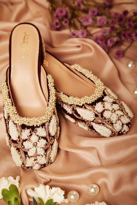 Shop 5elements Black Dabka Work Mule Heels Shop_5elements_Black Dabka Work Mule Heels