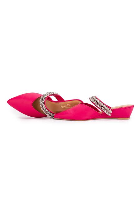 Buy 5elements Pink Ghungroo Akali Peacock Embellished Strap Mule Heels Buy_5elements_Pink Ghungroo Akali Peacock Embellished Strap Mule Heels