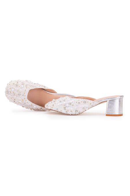 5elements Gold Stone Siya And Pearl Embroidered Mule Heels Online at Aza Fashions 5elements_Gold Stone Siya And Pearl Embroidered Mule Heels _Online_at_Aza_Fashions