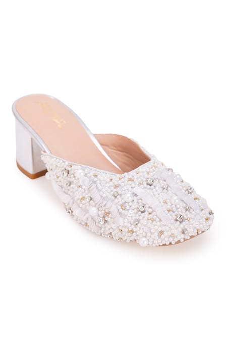 Buy 5elements Gold Stone Siya And Pearl Embroidered Mule Heels Online at Aza Fashions Buy_5elements_Gold Stone Siya And Pearl Embroidered Mule Heels _Online_at_Aza_Fashions