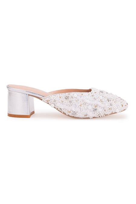 Shop 5elements Gold Stone Siya And Pearl Embroidered Mule Heels Online at Aza Fashions Shop_5elements_Gold Stone Siya And Pearl Embroidered Mule Heels _Online_at_Aza_Fashions